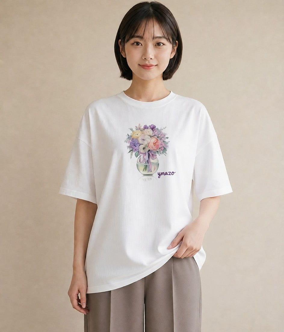 プリントTシャツ レディース ガラス瓶 小枝 ボタニカル ナチュラル アンティーク イラスト シック 通勤 在宅 白T