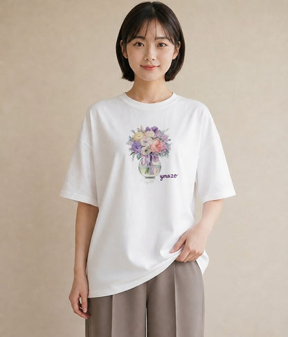 プリントTシャツ レディース ガラス瓶 小枝 ボタニカル ナチュラル アンティーク イラスト シック 通勤 在宅 白T