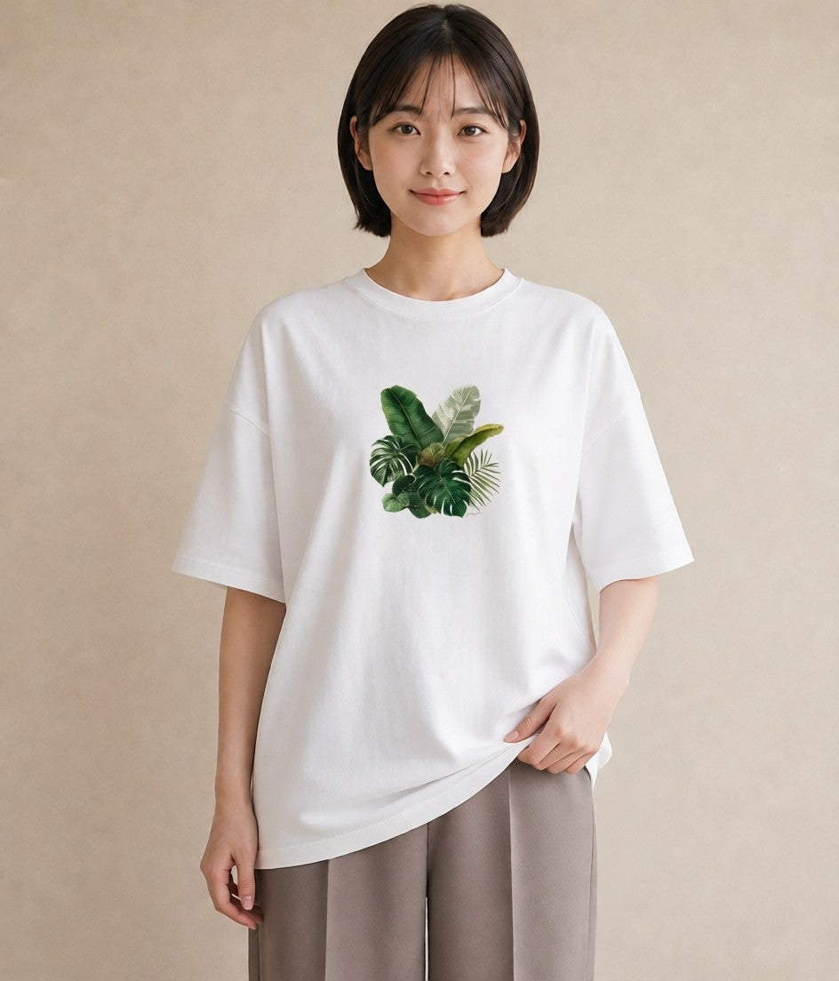 Tシャツ レディース モンステラ 植物 ボタニカル イラスト モード 旅行 母娘コーデ 白T