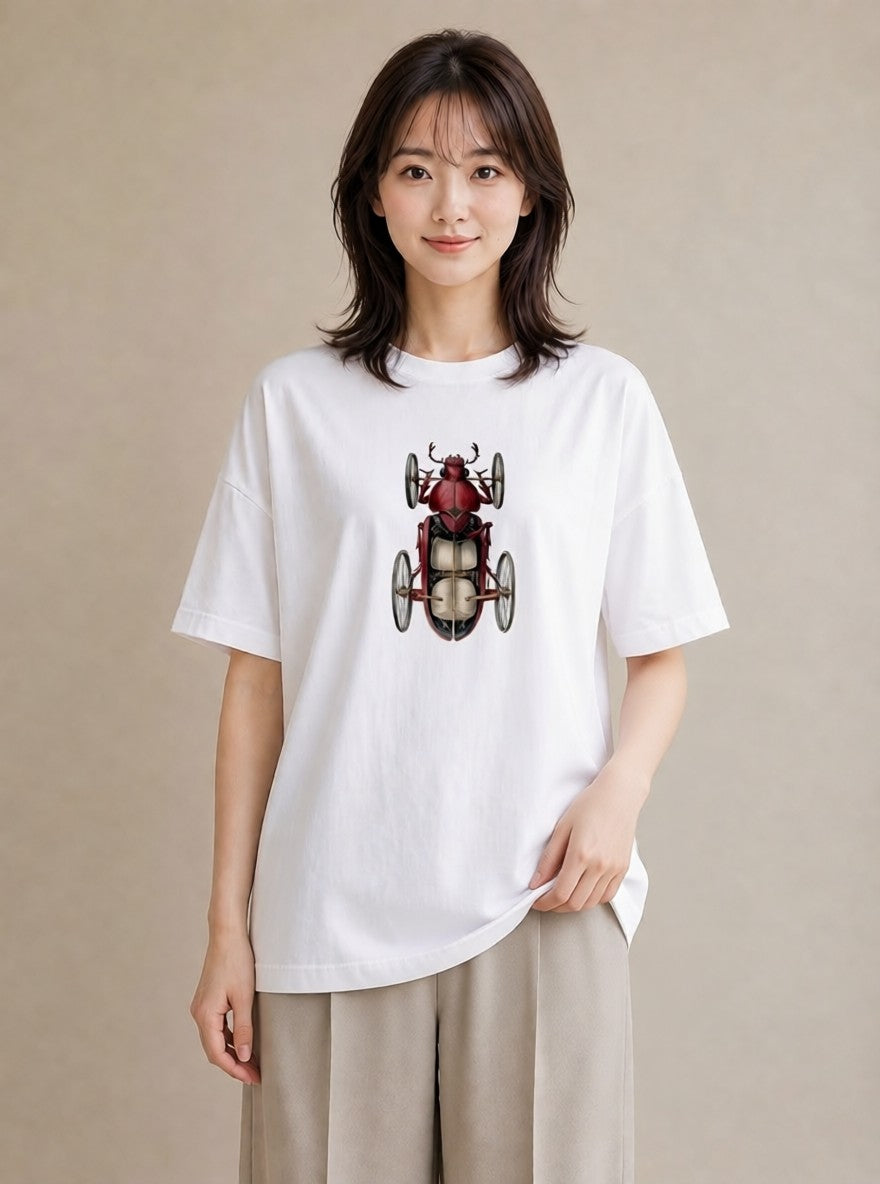 グラフィックTシャツ レディース ダンゴムシ 昆虫 虫 イラスト きれいめ ビーチ デイリーウェア 白T