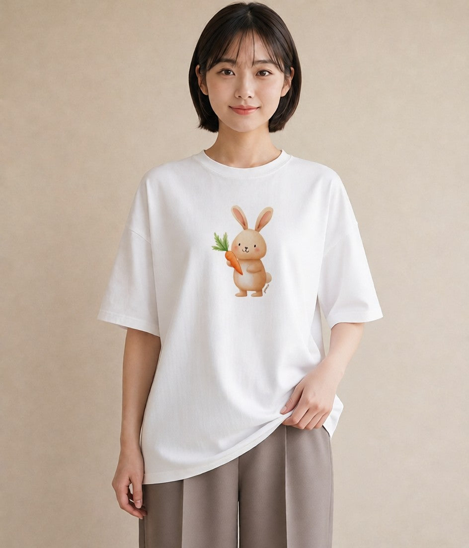 Tシャツ レディース うさちゃん ペット 動物 イラスト おしゃれギフト 社会人 白T