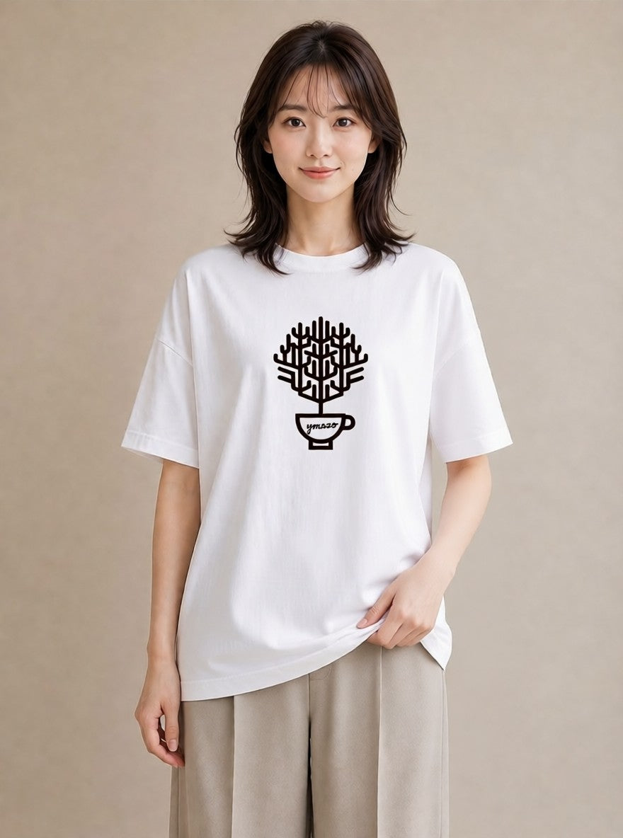 半袖Tシャツ レディース コーヒー カフェ 珈琲 イラスト シック ルームウェア ギフト 白T