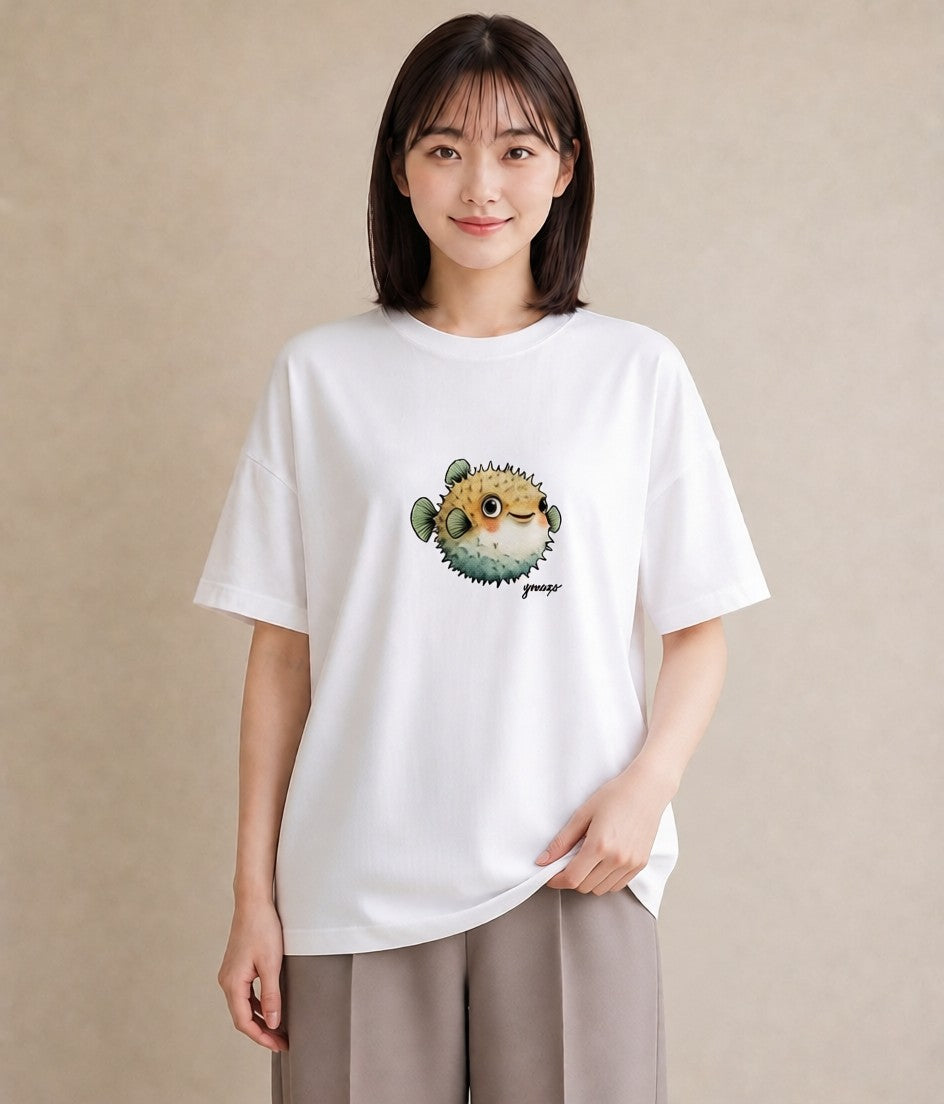 半袖Tシャツ レディース メダカ ペット 動物 イラスト 韓国風 母の日 ビーチ 白T