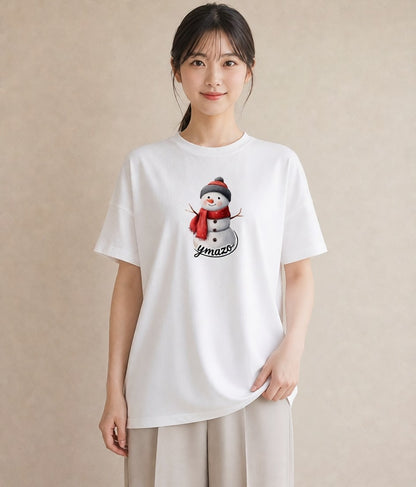 デザインTシャツ レディース 雪 星空 宇宙 イラスト 可愛い お揃い 親子 白T