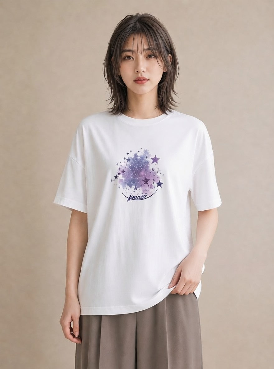 グラフィックTシャツ レディース 牡牛座 星空 宇宙 イラスト モード おしゃれギフト 社会人 白T