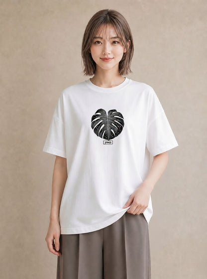 Tシャツ レディース モンステラ 植物 ボタニカル イラスト ラフカジュアル 友達ギフト 部屋着 白T