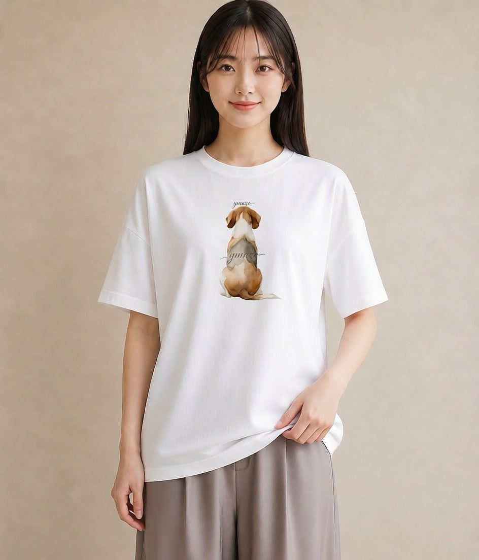 プリントTシャツ レディース ビーグル 犬 いぬ イラスト 北欧風 お出かけ 普段着 白T