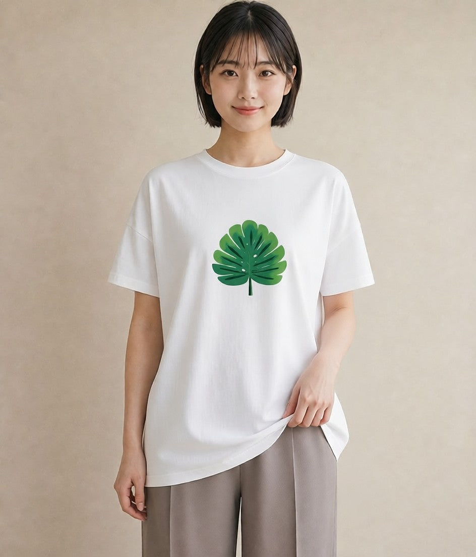 グラフィックTシャツ レディース モンステラ 植物 ボタニカル イラスト シンプル 誕生日プレゼント 綿100 白T