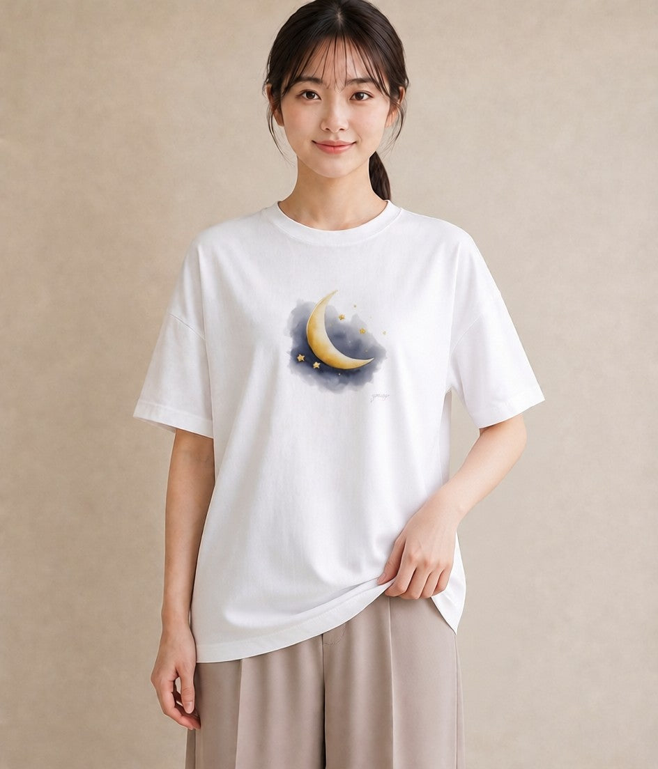 半袖Tシャツ レディース 天の川 星空 宇宙 イラスト ミセス 春コーデ 白T