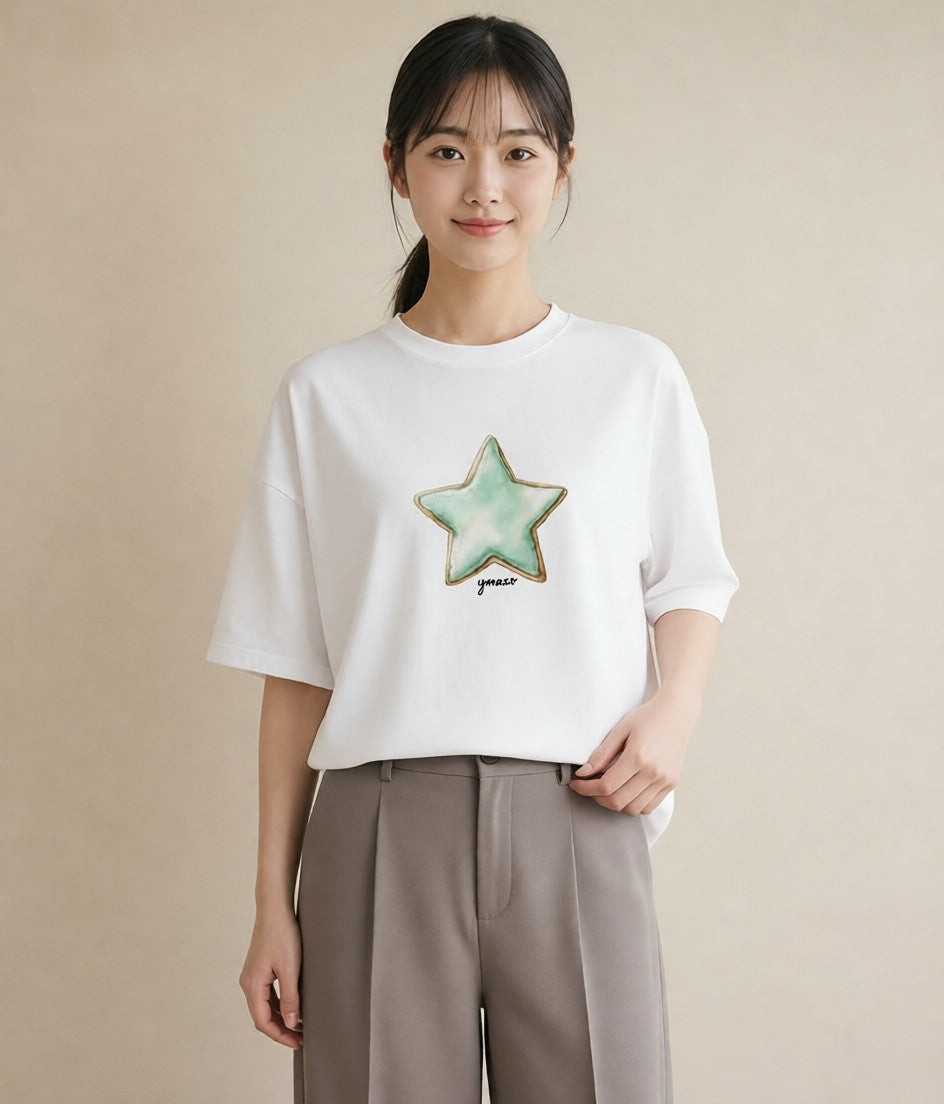半袖Tシャツ レディース たい焼き 食べ物 フード イラスト 手描き風 夏コーデ 通学 白T