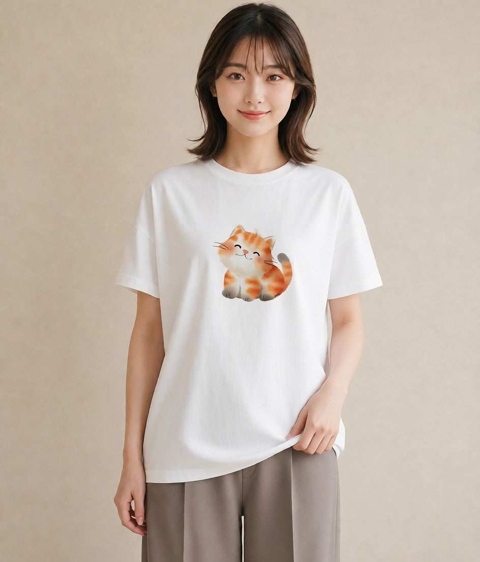 プリントTシャツ レディース マンチカン 猫 ねこ イラスト お揃い 親子 白T