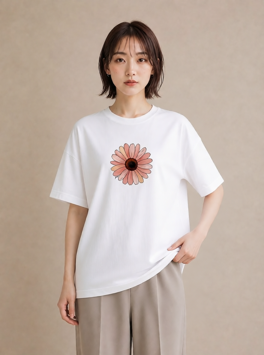グラフィックTシャツ レディース たんぽぽ 花 花柄 イラスト 抜け感 親子 20代 白T