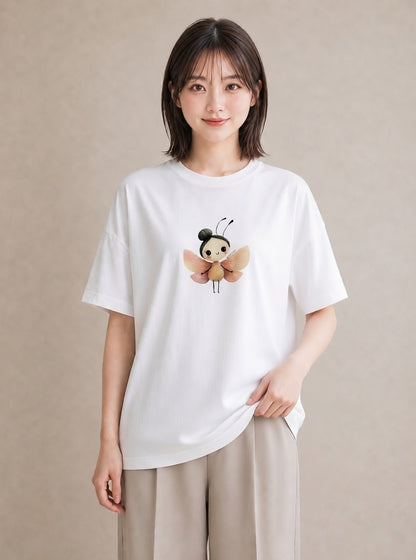 グラフィックTシャツ レディース ダンゴムシ 昆虫 虫 イラスト きれいめ 公園 ママ 白T