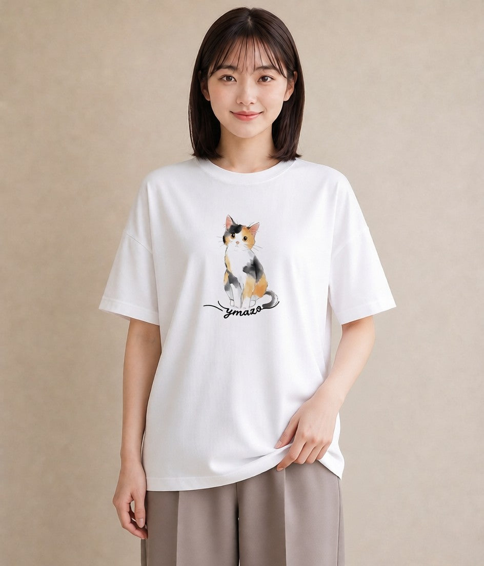 グラフィックTシャツ レディース ベンガル 猫 ねこ イラスト ポップ 公園 ママ 白T