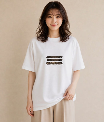Tシャツ レディース 桟橋 水辺 波止場 ナチュラル アンティーク イラスト ポップ カフェ服 クリスマス 白T