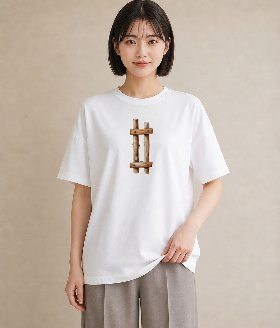 プリントTシャツ レディース 小川 橋 せせらぎ ナチュラル アンティーク イラスト 普段使い 姉妹 送別ギフト 白T
