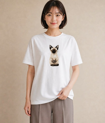 プリントTシャツ レディース エキゾチックショートヘア 猫 ねこ イラスト ポップ ルームウェア ギフト 白T