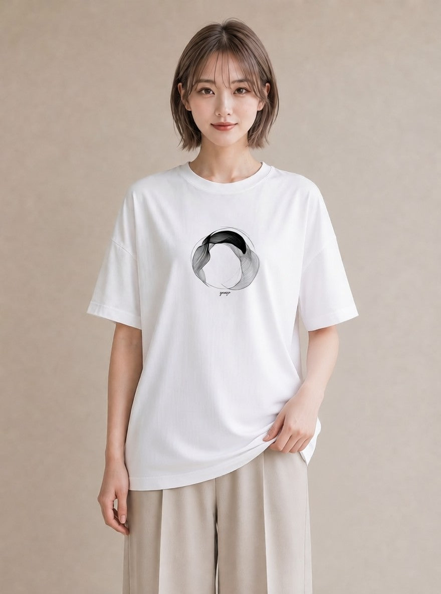 半袖Tシャツ レディース 幾何学 ミニマル ジオメトリック イラスト 北欧風 秋コーデ おしゃれギフト 白T