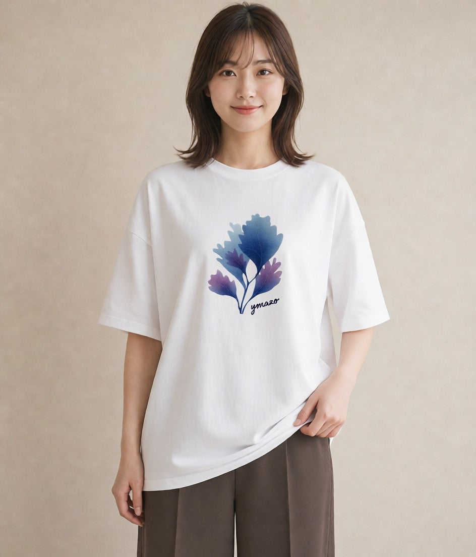 デザインTシャツ レディース サンゴ 海の生き物 海 イラスト 休日コーデ ミセス 春コーデ 白T