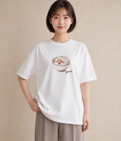 Tシャツ レディース ベーグル 食べ物 フード イラスト 韓国風 女性 旅行用 白T