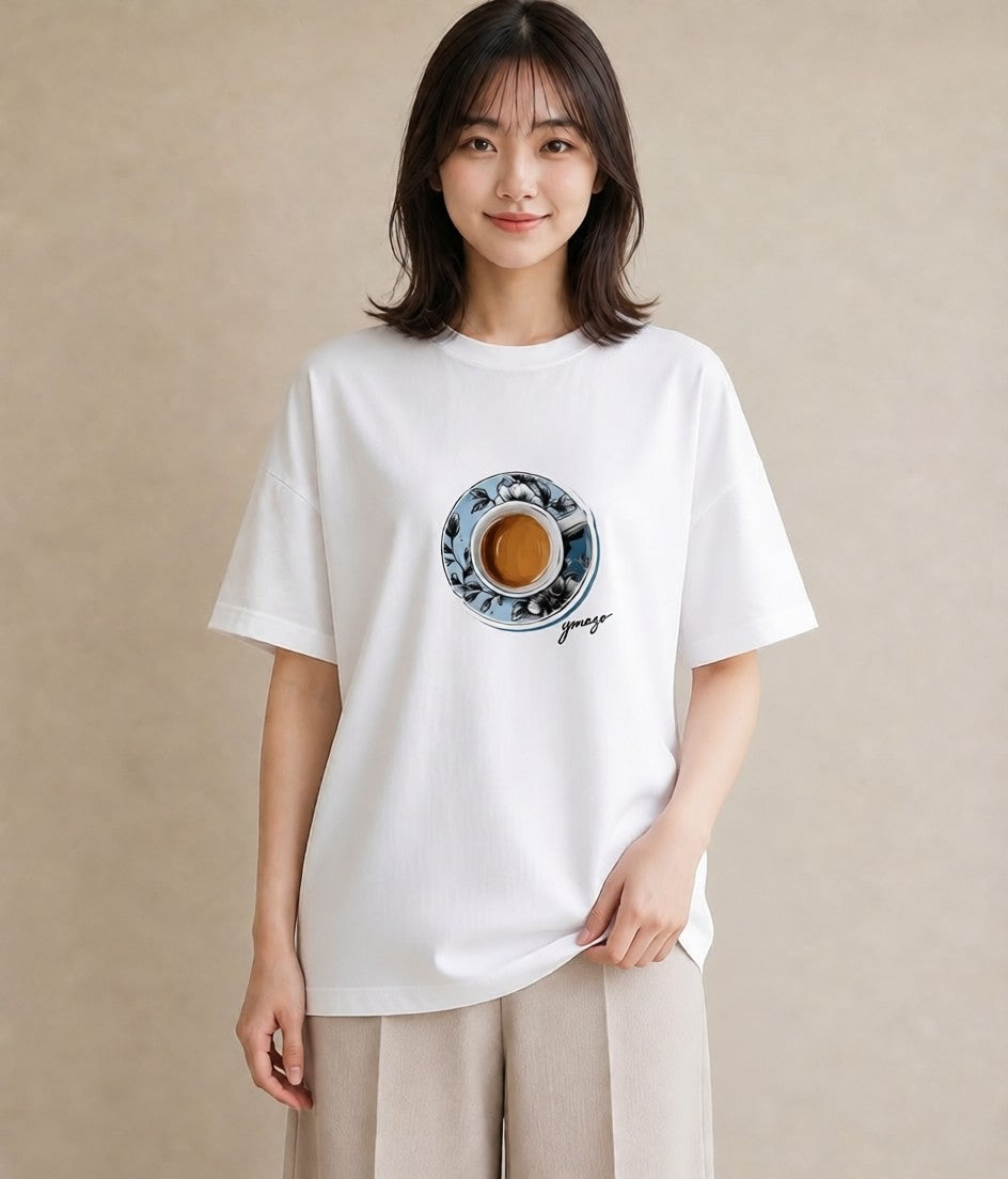 グラフィックTシャツ レディース 抹茶 食べ物 フード イラスト ボタニカル ママ カフェ服 白T
