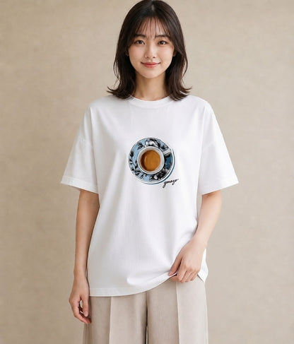 グラフィックTシャツ レディース 抹茶 食べ物 フード イラスト ボタニカル ママ カフェ服 白T