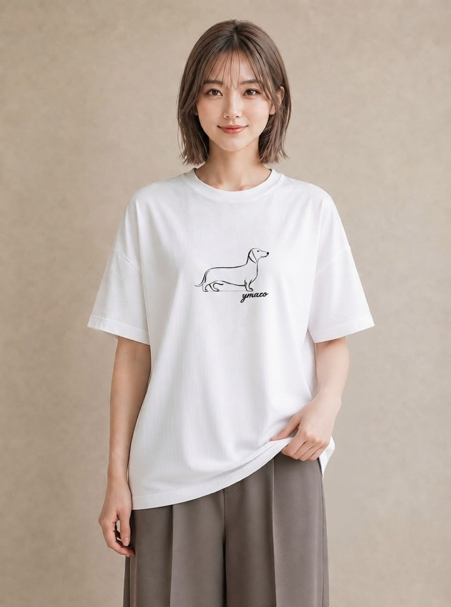Tシャツ レディース 犬 いぬ わんこ イラスト お洒落 散歩 お出かけ 白T