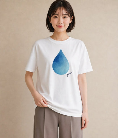 デザインTシャツ レディース 傘 水たまり 雨 ナチュラル アンティーク イラスト 北欧風 ギフト 母の日 白T