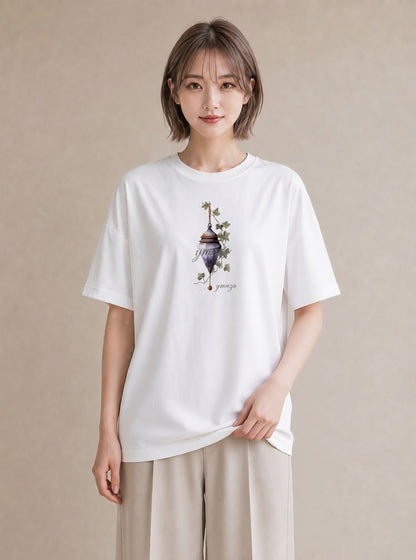 Tシャツ レディース 街灯 夜霧 夜 ナチュラル アンティーク イラスト ヴィンテージ風 親子 20代 白T