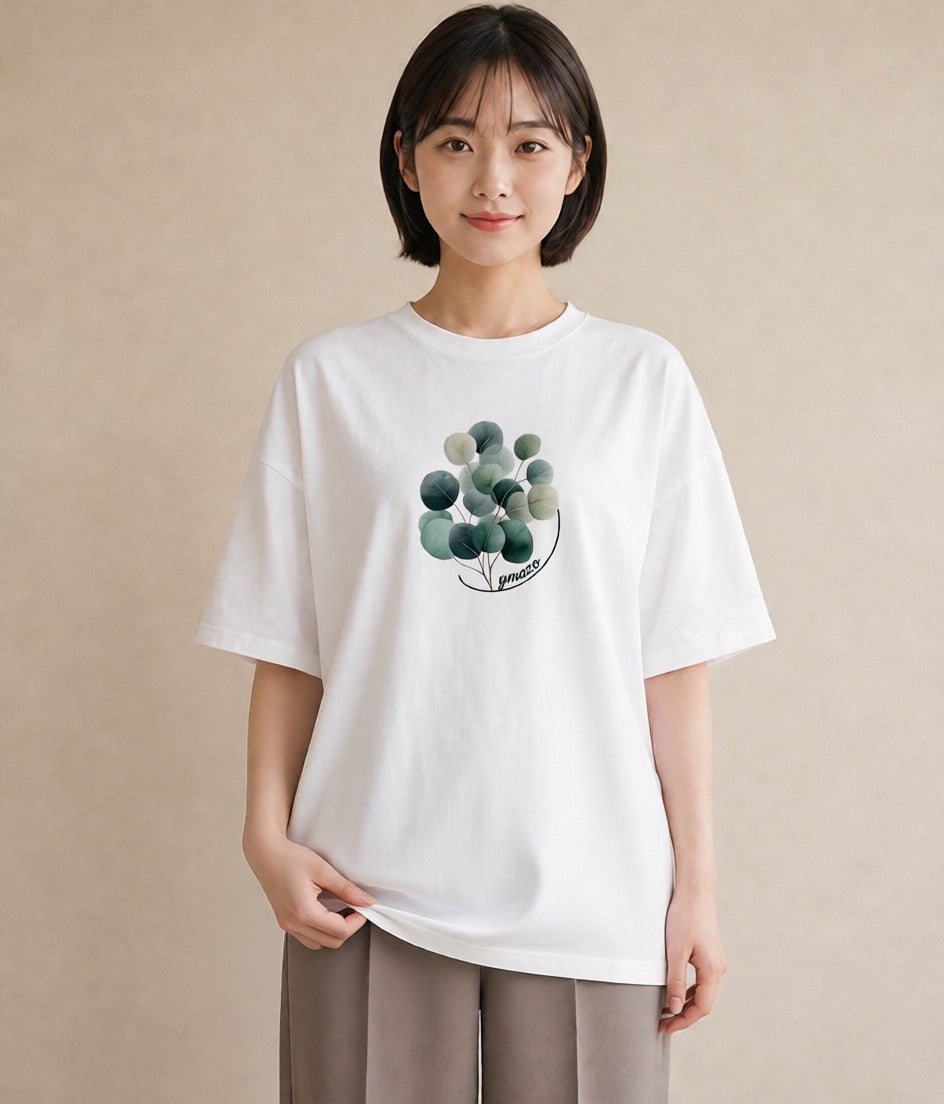 プリントTシャツ レディース 観葉植物 植物 ボタニカル イラスト 上品 自分用 ルームウェア 白T