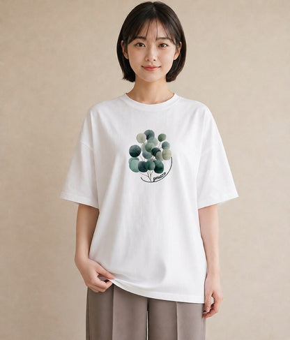 プリントTシャツ レディース 観葉植物 植物 ボタニカル イラスト 上品 自分用 ルームウェア 白T