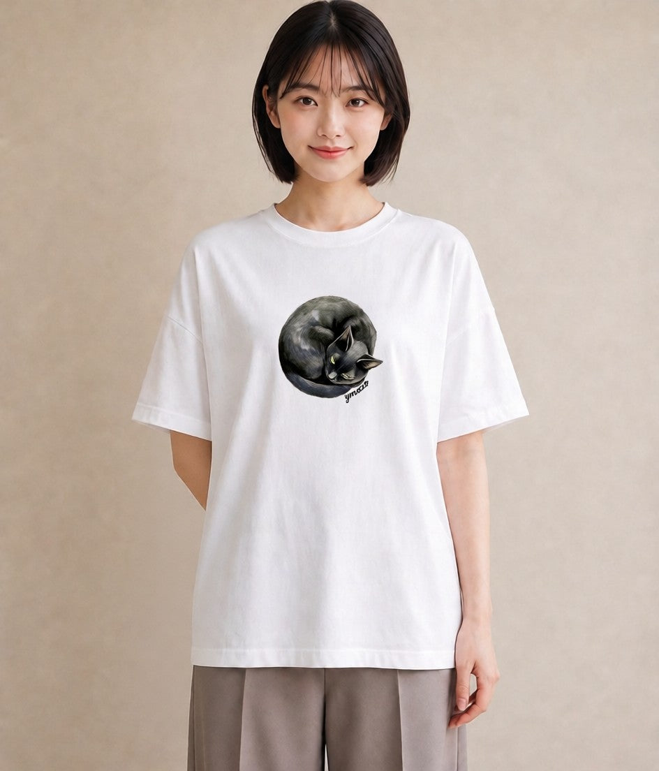 デザインTシャツ レディース ブリティッシュショートヘア 猫 ねこ イラスト 送別ギフト 通勤 白T