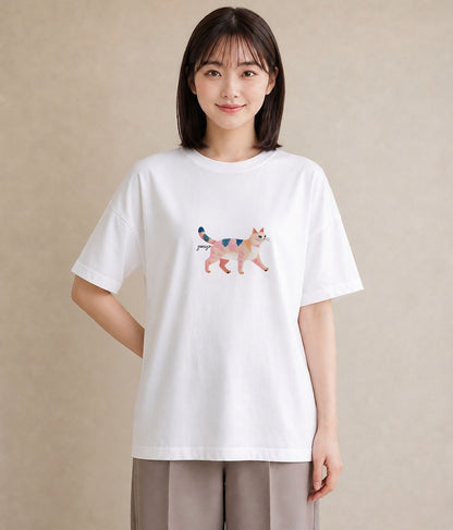 グラフィックTシャツ レディース ねこ 猫 ネコ イラスト 韓国風 夏コーデ 通学 白T