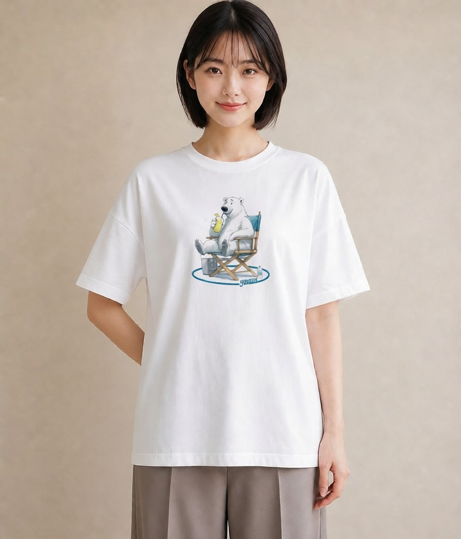 半袖Tシャツ レディース しろくま 白くま 動物 アニマル イラスト ラフカジュアル 母の日 ビーチ 白T