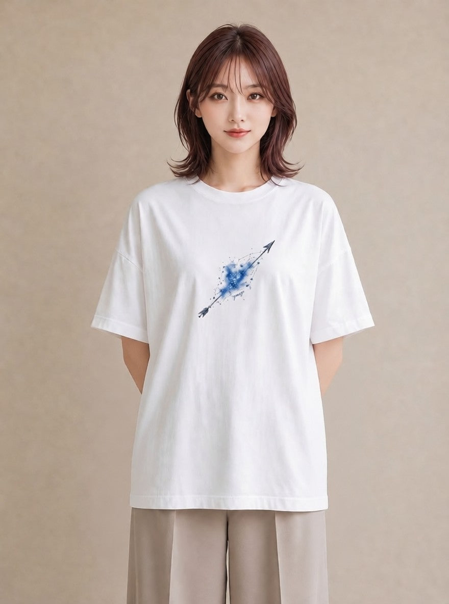 Tシャツ レディース 流れ星 星空 宇宙 イラスト 普段使い 自分用 ルームウェア 白T
