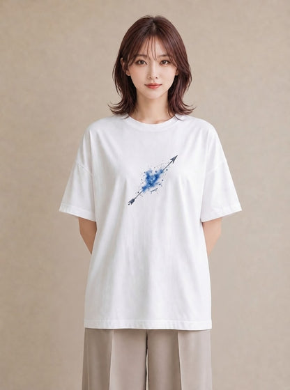 Tシャツ レディース 流れ星 星空 宇宙 イラスト 普段使い 自分用 ルームウェア 白T