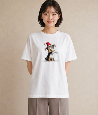 Tシャツ レディース ヨークシャーテリア 犬 いぬ イラスト ラフカジュアル ミセス 春コーデ 白T