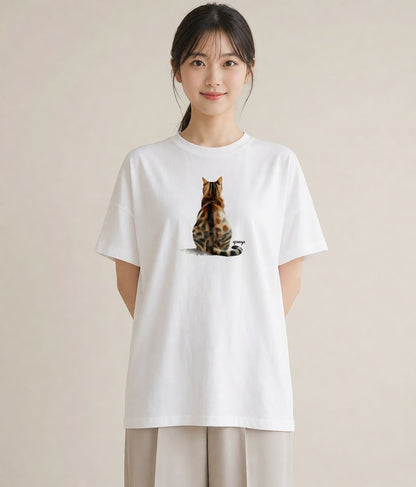 Tシャツ レディース 子猫 猫 ねこ イラスト きれいめカジュアル 女性 旅行用 白T