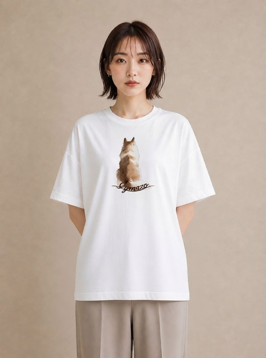 Tシャツ レディース 白猫 猫 ねこ イラスト きれいめ デート 帰省 白T