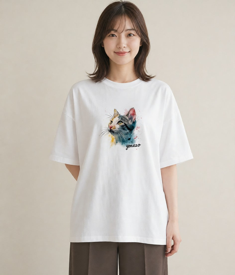 Tシャツ レディース ベンガル 猫 ねこ イラスト モード 誕生日プレゼント 綿100 白T