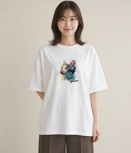 Tシャツ レディース ベンガル 猫 ねこ イラスト モード 誕生日プレゼント 綿100 白T