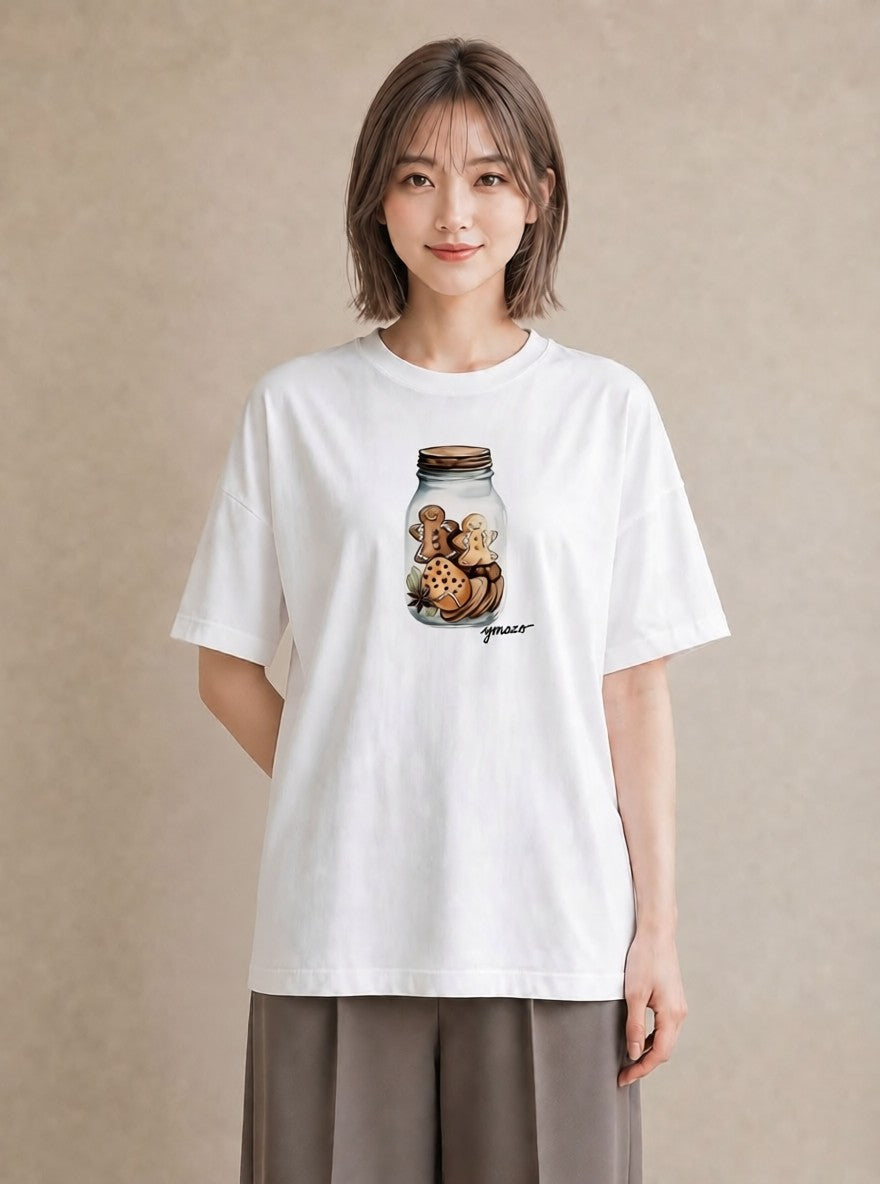 半袖Tシャツ レディース ドーナツ 食べ物 フード イラスト ガーリー 週末コーデ 敬老の日 白T