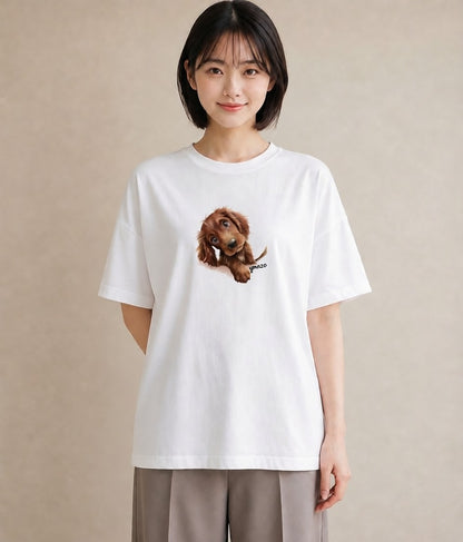 プリントTシャツ レディース 犬 いぬ イラスト 手描き風 誕生日プレゼント 綿100 白T