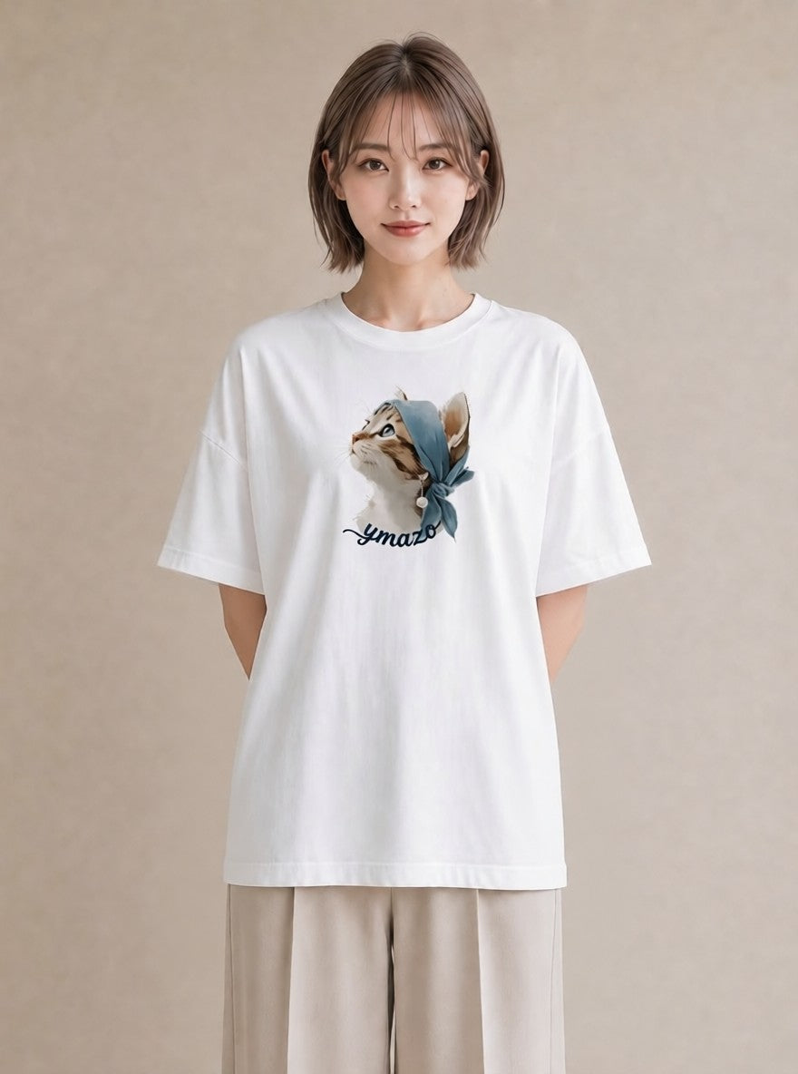 グラフィックTシャツ レディース アメリカンショートヘア 猫 ねこ イラスト 可愛い 旅行用 海 白T
