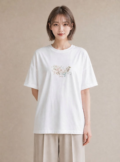 半袖Tシャツ レディース 封蝋 手紙 アンティーク ナチュラル イラスト ガーリー 春コーデ 姉妹 白T