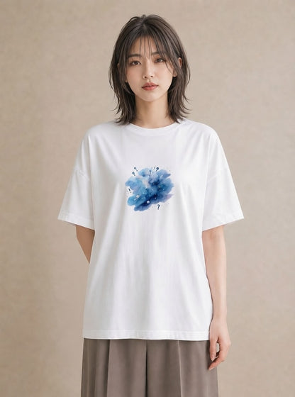 Tシャツ レディース 宇宙 星空 イラスト 手描き風 週末コーデ 敬老の日 白T