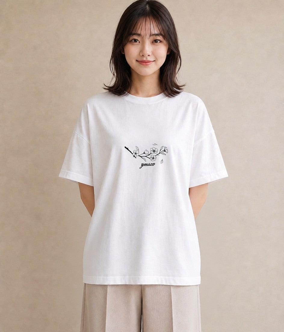 プリントTシャツ レディース さくら 桜 桜の枝 イラスト ナチュラル 通学 誕生日プレゼント 白T