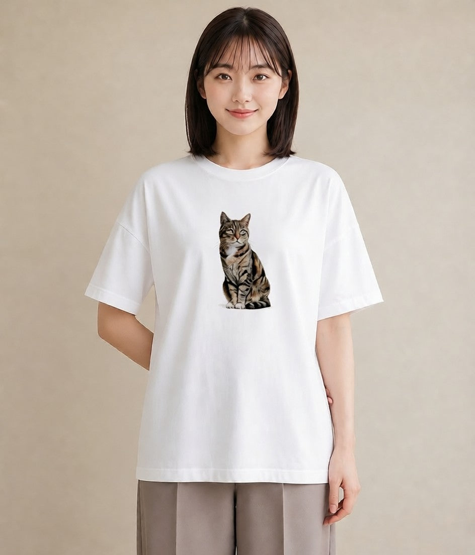 プリントTシャツ レディース 愛猫 猫 ねこ イラスト シック 社会人 女性 白T