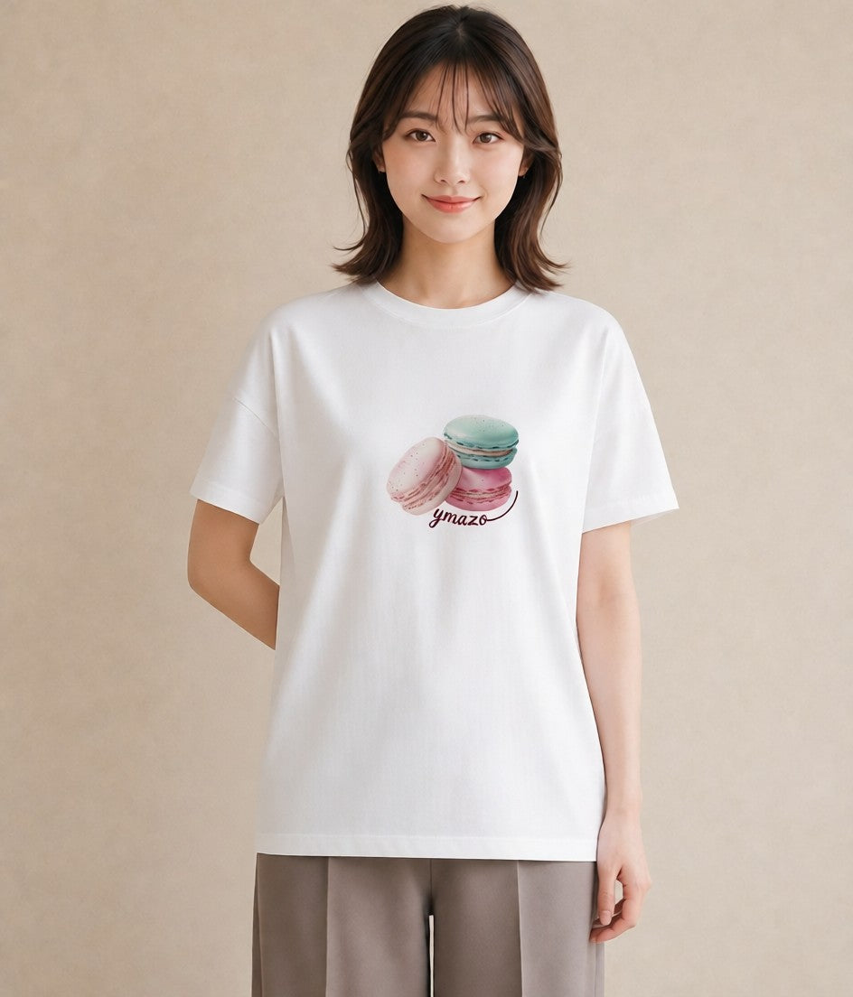 半袖Tシャツ レディース チョコ 食べ物 フード イラスト 上品 ビーチ デイリーウェア 白T