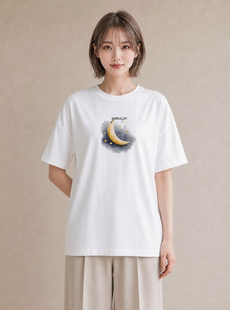 デザインTシャツ レディース 星 星空 宇宙 イラスト シンプル カジュアルコーデ 買い物 白T